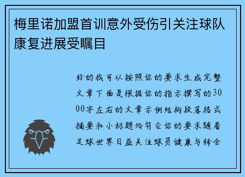 梅里诺加盟首训意外受伤引关注球队康复进展受瞩目 梅里诺加盟首训意外受伤引关注球队康复进展受瞩目